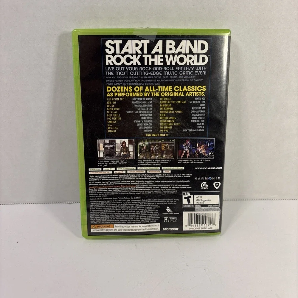 Rock Band Xbox 360 Complete in Box CIB Tested Music Rhythm Game